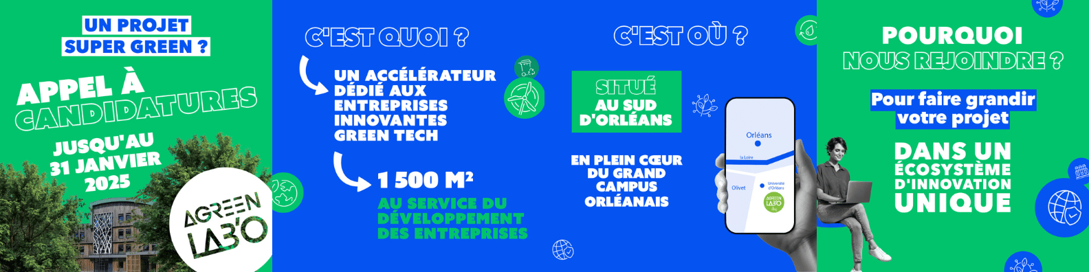 Affiche de la campagne “Super Green” du LAB’O Village by CA - Appel à Candidatures